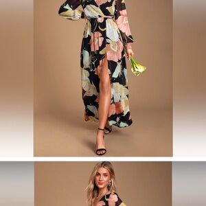 Lulus Wondrous Water Lillies Long Sleeve Dress - medium